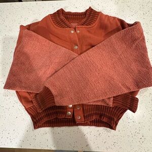 We The Free Orange Suede Bomber Jacket